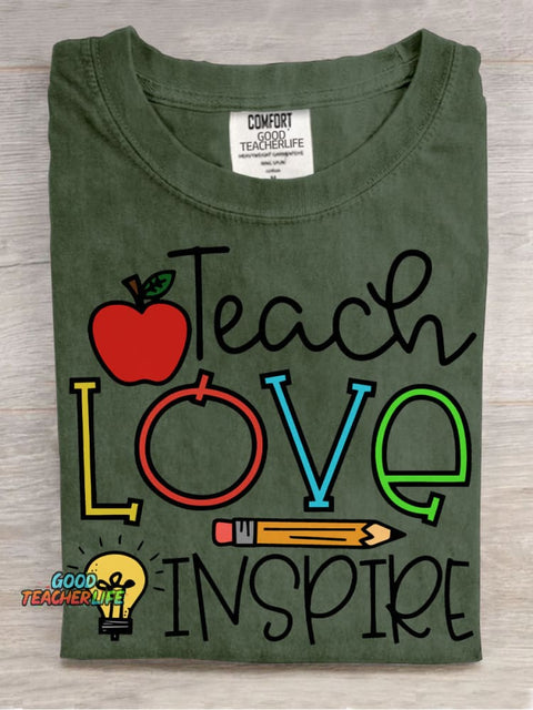 Teacher Teach Love Inspire T-shirt