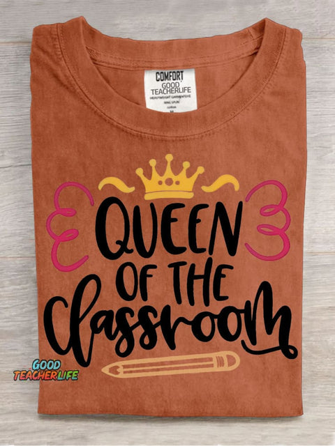 Queen of The Classroom Teacher Pattern T-shirt