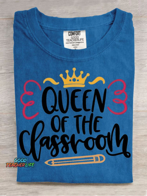 Queen of The Classroom Teacher Pattern T-shirt