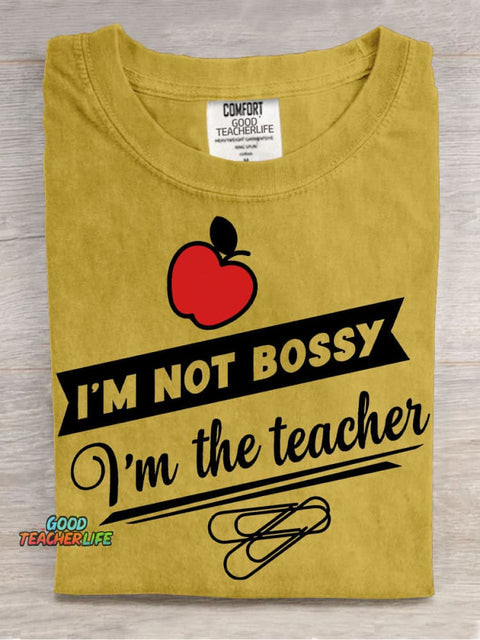 Not Bossy Just Teacher Decorative Pattern T-shirt