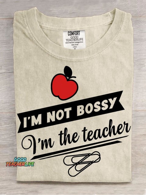 Not Bossy Just Teacher Decorative Pattern T-shirt
