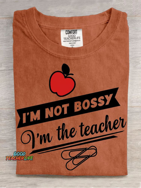 Not Bossy Just Teacher Decorative Pattern T-shirt