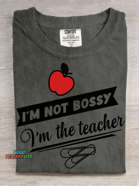 Not Bossy Just Teacher Decorative Pattern T-shirt