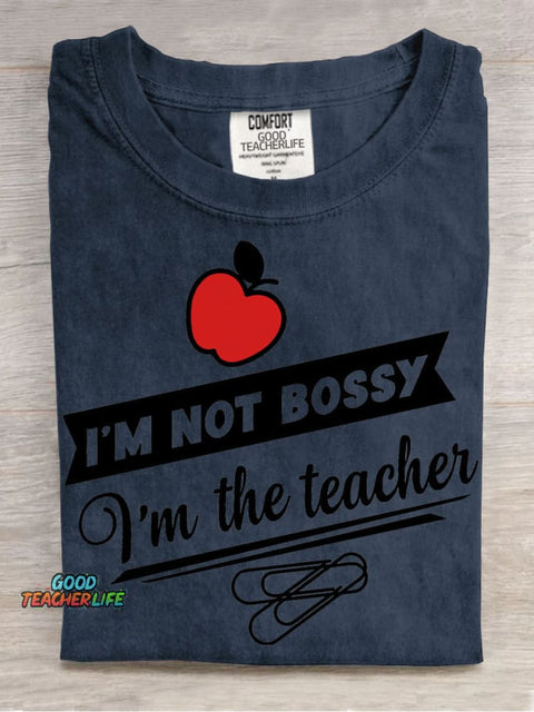 Not Bossy Just Teacher Decorative Pattern T-shirt