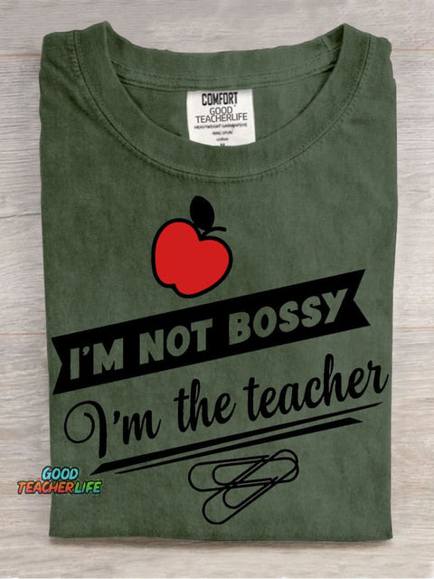 Not Bossy Just Teacher Decorative Pattern T-shirt