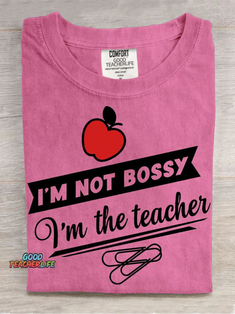 Not Bossy Just Teacher Decorative Pattern T-shirt