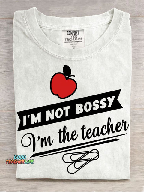 Not Bossy Just Teacher Decorative Pattern T-shirt