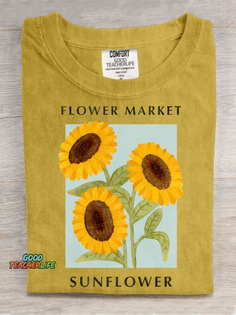 Fresh Sunflower Decorative Pattern T-shirt