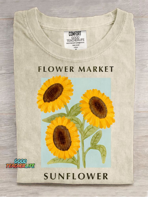 Fresh Sunflower Decorative Pattern T-shirt