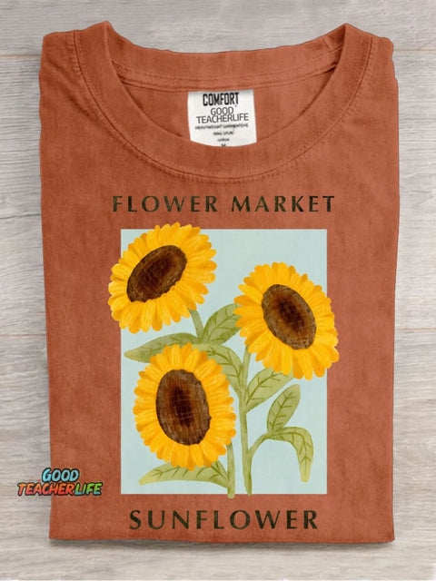 Fresh Sunflower Decorative Pattern T-shirt