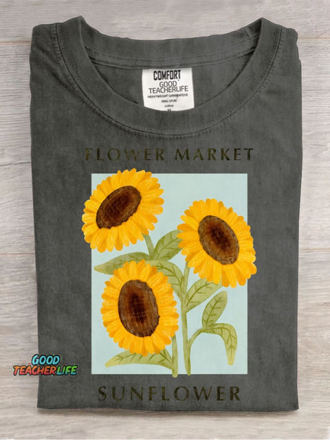 Fresh Sunflower Decorative Pattern T-shirt