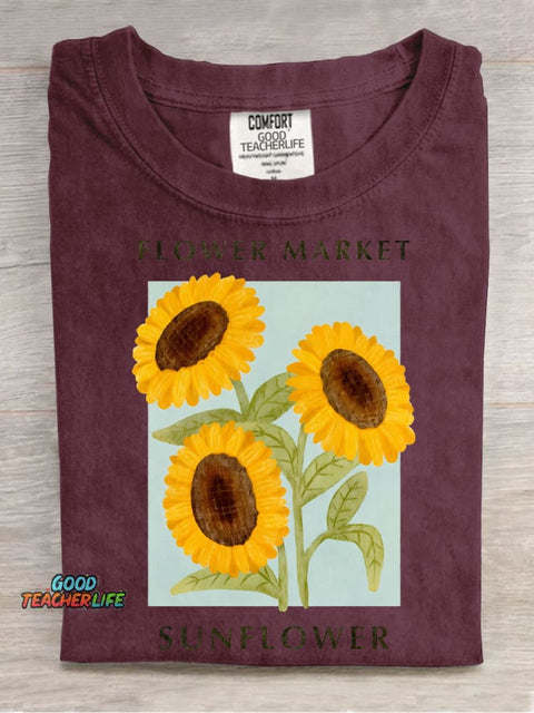 Fresh Sunflower Decorative Pattern T-shirt