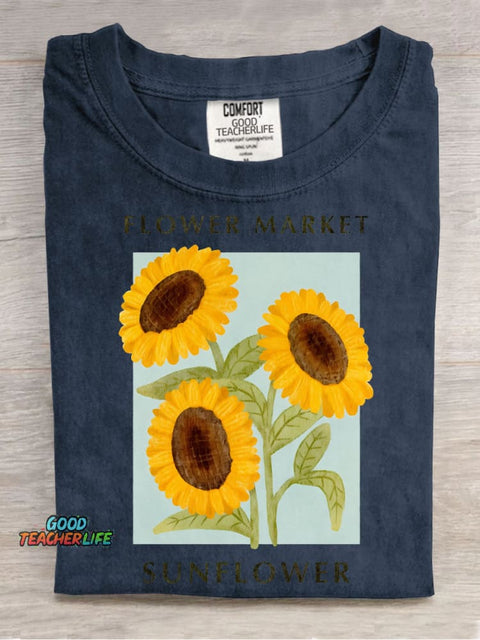 Fresh Sunflower Decorative Pattern T-shirt