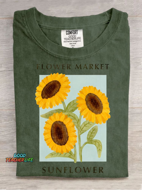 Fresh Sunflower Decorative Pattern T-shirt
