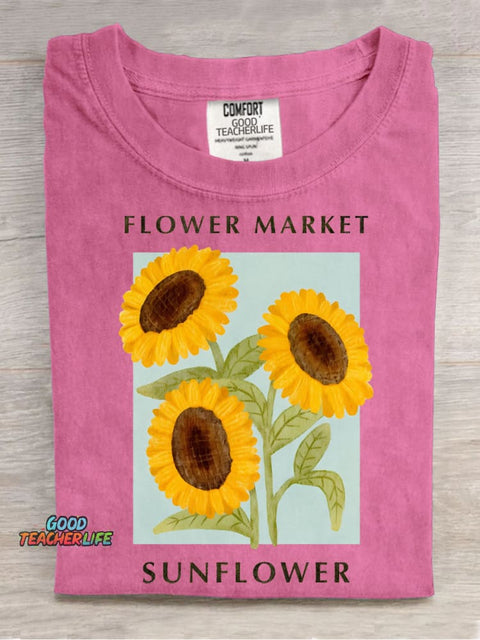 Fresh Sunflower Decorative Pattern T-shirt