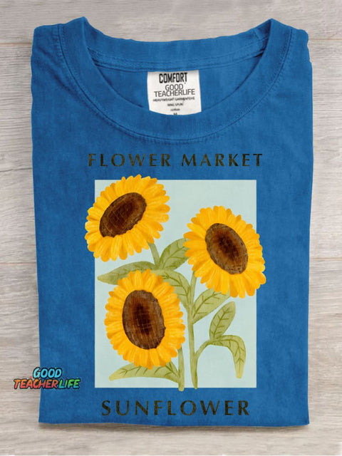 Fresh Sunflower Decorative Pattern T-shirt