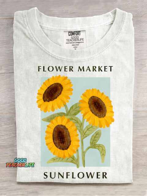 Fresh Sunflower Decorative Pattern T-shirt