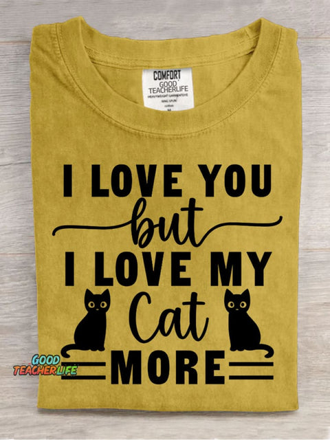 Love My Cat More Decorative Pattern T-shirt