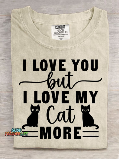 Love My Cat More Decorative Pattern T-shirt