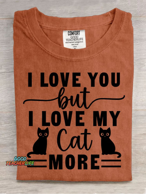 Love My Cat More Decorative Pattern T-shirt