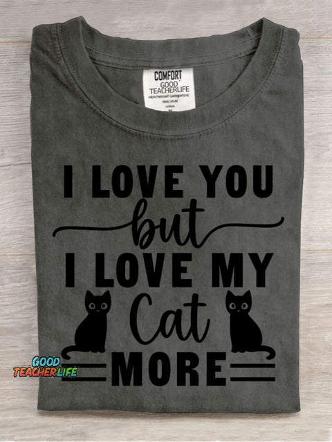 Love My Cat More Decorative Pattern T-shirt