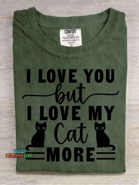 Love My Cat More Decorative Pattern T-shirt
