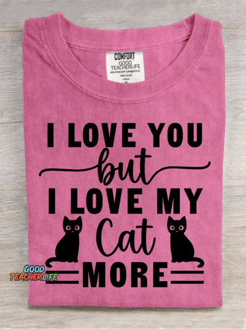 Love My Cat More Decorative Pattern T-shirt