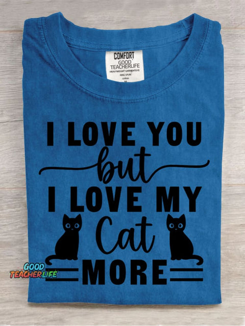 Love My Cat More Decorative Pattern T-shirt