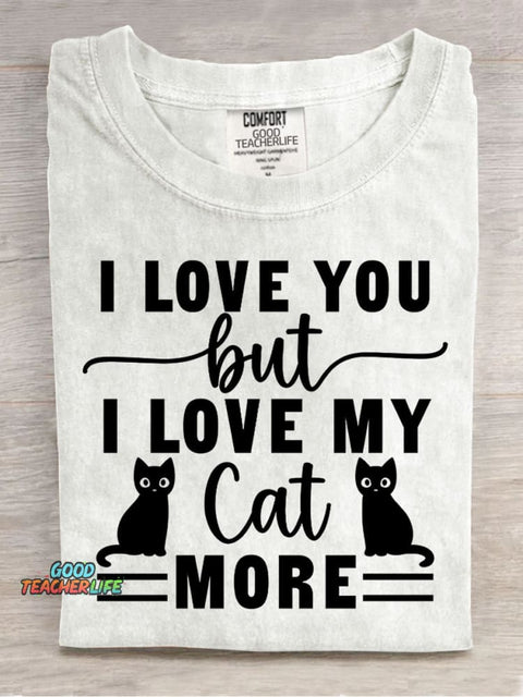 Love My Cat More Decorative Pattern T-shirt