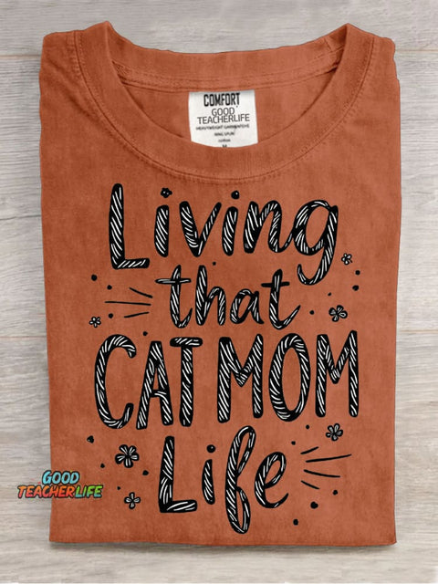 Cat Mom Life Decorative Pattern T-shirt