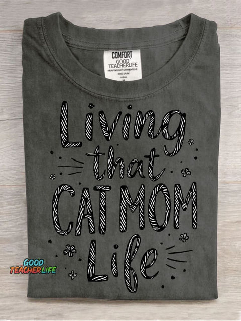 Cat Mom Life Decorative Pattern T-shirt