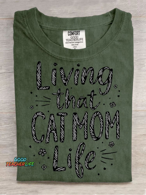 Cat Mom Life Decorative Pattern T-shirt