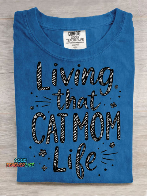 Cat Mom Life Decorative Pattern T-shirt