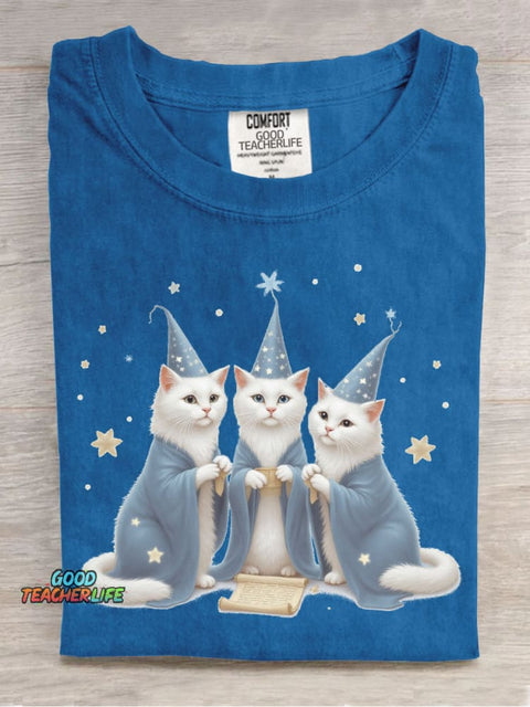 Cat Wizard Decorative Pattern T-shirt