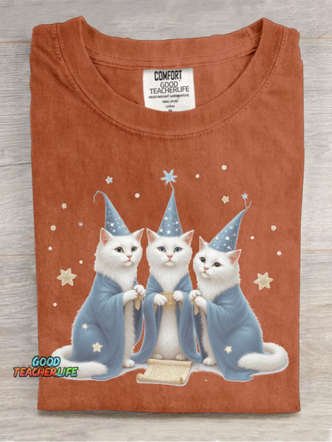 Cat Wizard Decorative Pattern T-shirt