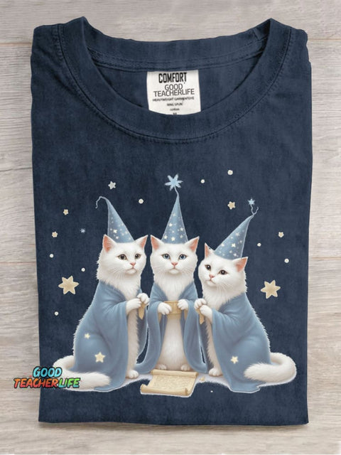 Cat Wizard Decorative Pattern T-shirt