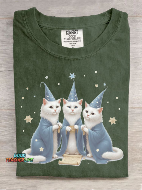Cat Wizard Decorative Pattern T-shirt