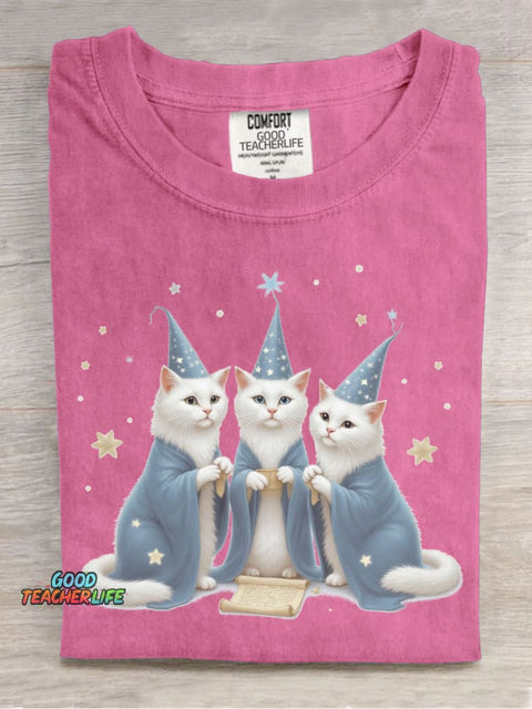 Cat Wizard Decorative Pattern T-shirt