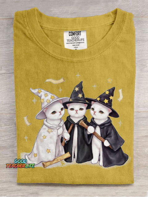 Cute Cat Wizard Decorative Pattern T-shirt