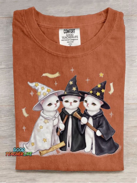 Cute Cat Wizard Decorative Pattern T-shirt