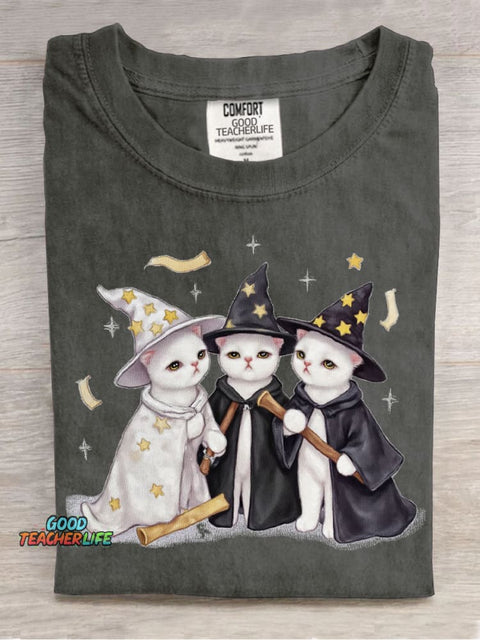 Cute Cat Wizard Decorative Pattern T-shirt