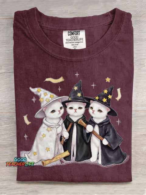 Cute Cat Wizard Decorative Pattern T-shirt