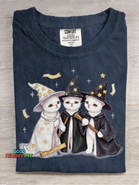 Cute Cat Wizard Decorative Pattern T-shirt