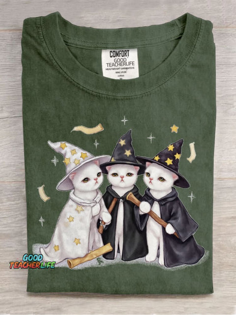 Cute Cat Wizard Decorative Pattern T-shirt