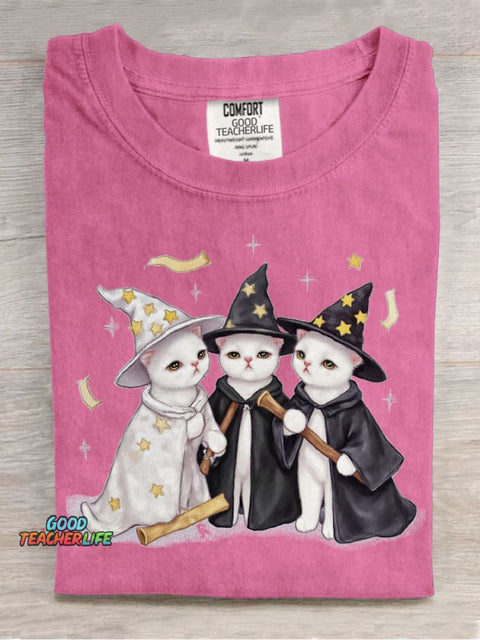 Cute Cat Wizard Decorative Pattern T-shirt