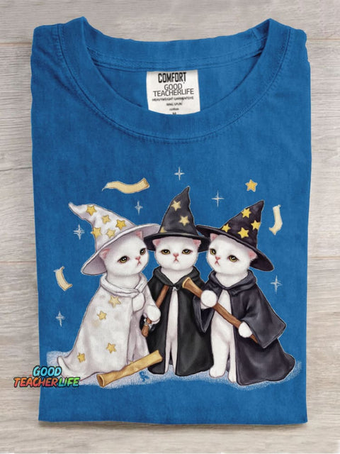 Cute Cat Wizard Decorative Pattern T-shirt