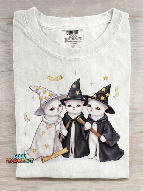 Cute Cat Wizard Decorative Pattern T-shirt
