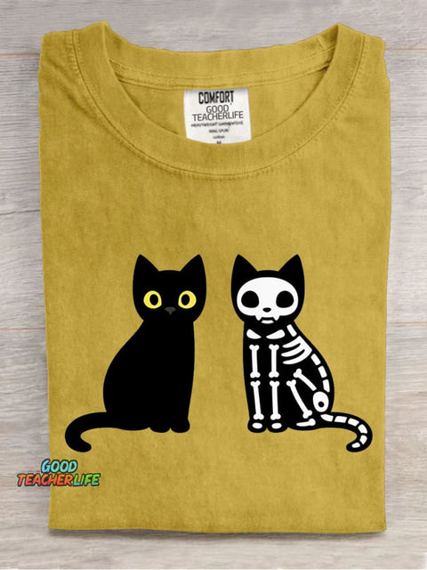 Cute Black Cat Halloween Decoration Pattern T-shirt