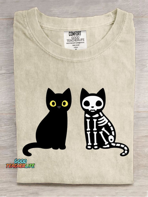 Cute Black Cat Halloween Decoration Pattern T-shirt