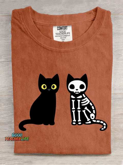 Cute Black Cat Halloween Decoration Pattern T-shirt